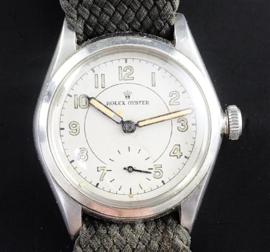 A gentlemans 1940s/1950s stainless steel Rolex Oyster boys size manual wind wrist watch,